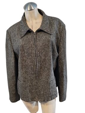 Eddie Bauer Size XL Black Gray Blazer Wool Blend Lined